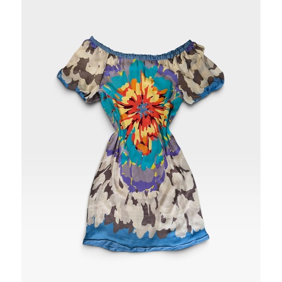 Missoni Dresses & Skirts - Vintage Missoni Silk Floral Dress IT38 XS Puff Sleeve Multicolor Made in Italy